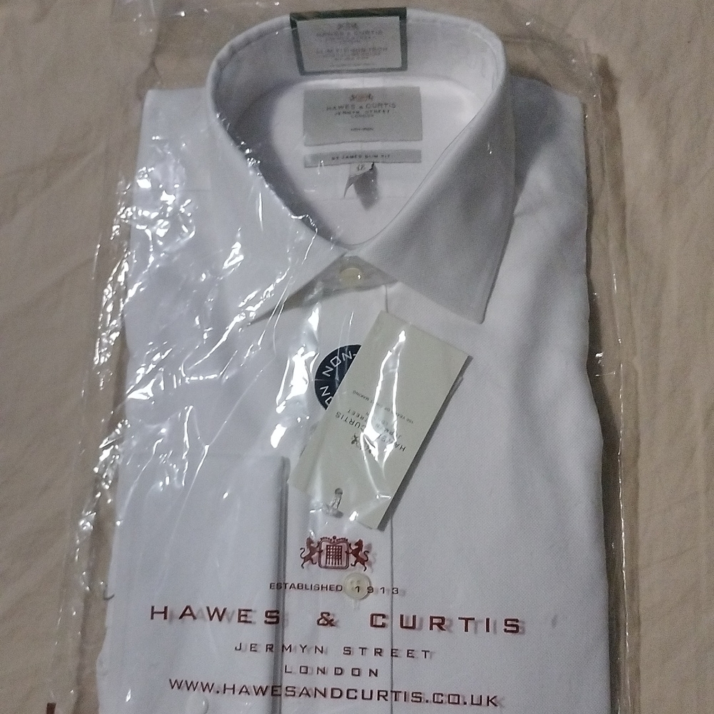 New Hawes and Curtis White dress Shirt Size 16/36 Slim Fit